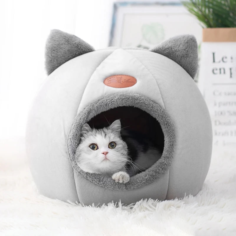 New Deep Sleep Comfort Winter Cat Bed – Cozy Cave Nest for Cats and Small Dogs, Indoor Mat Basket