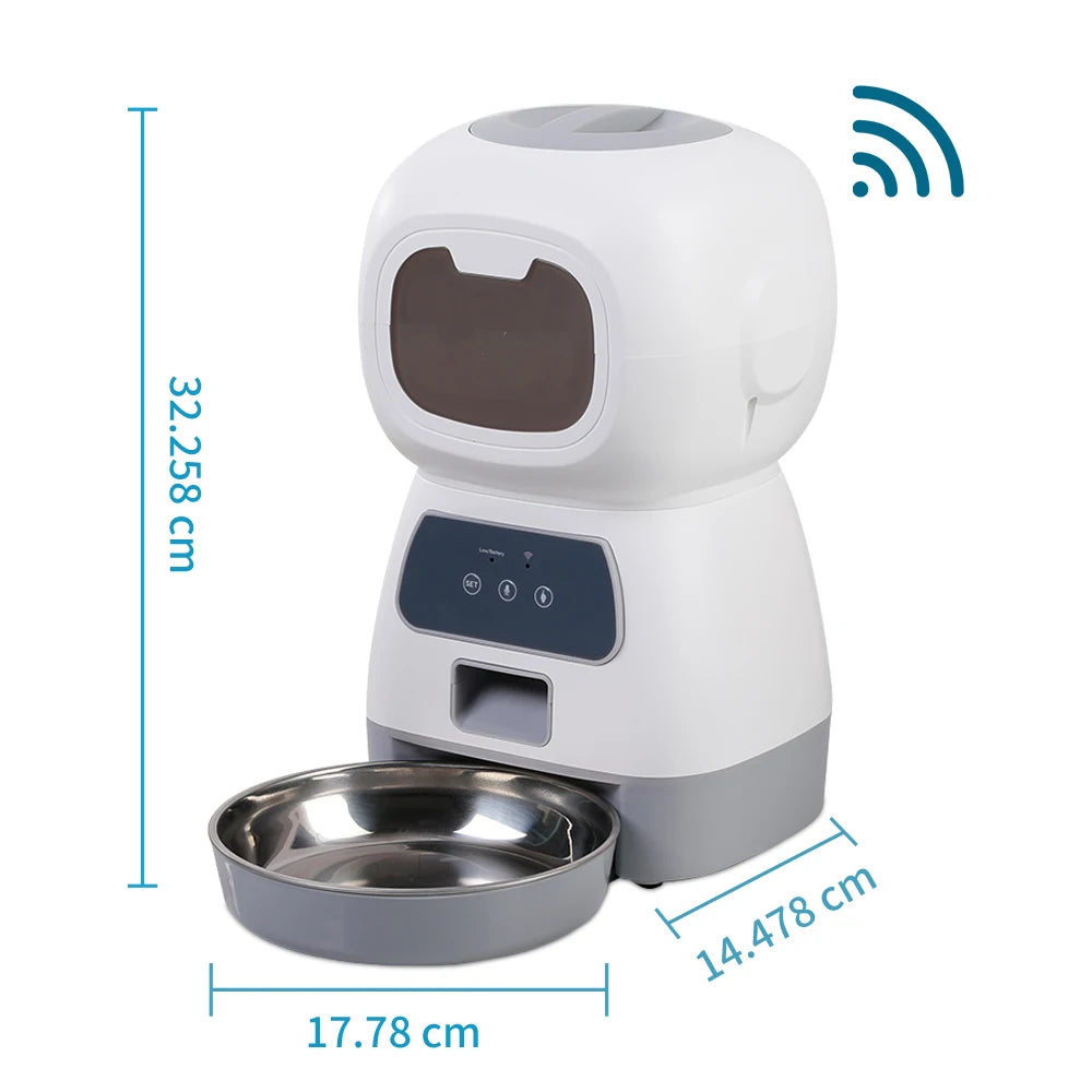 3.5L Automatic Pet Feeder for Cats & Dogs – WiFi Smart Slow Feeder with Voice Recorder, Up to 4 Meals a Day