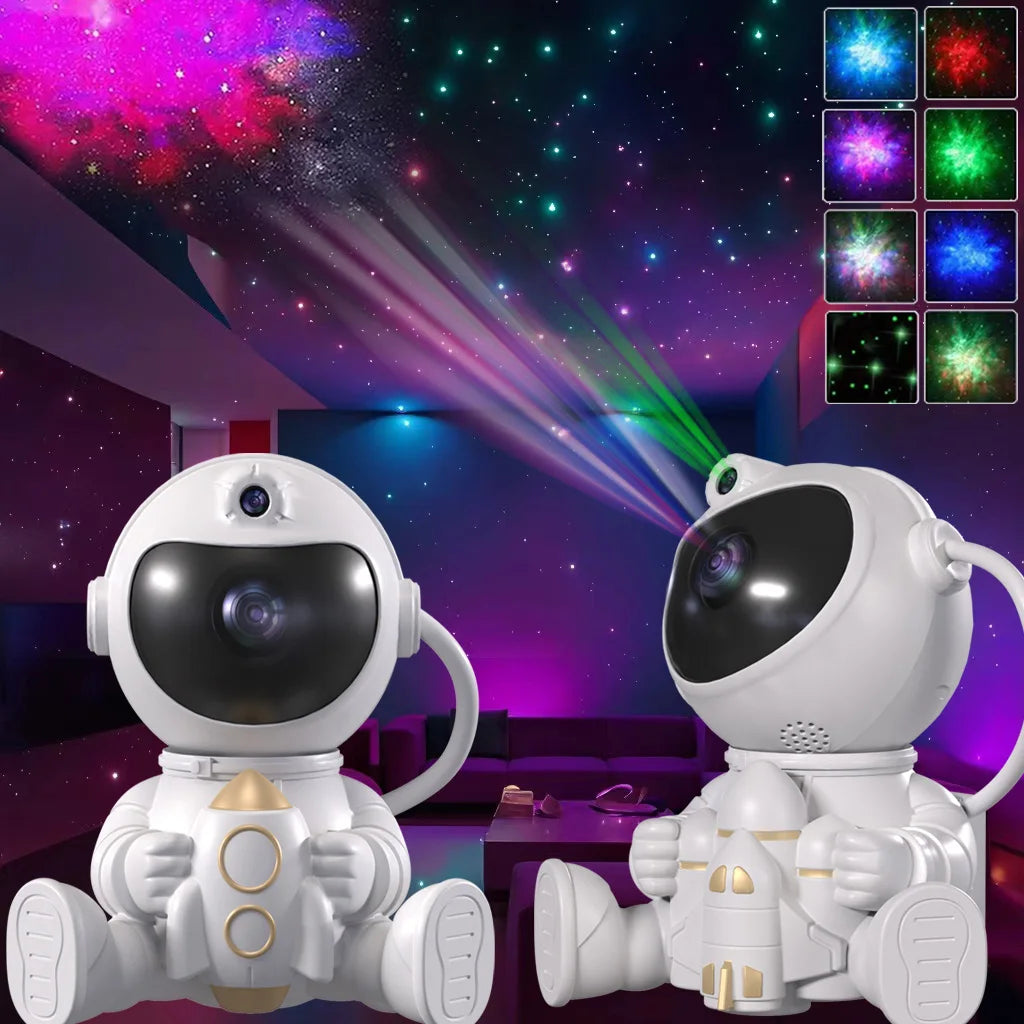 Rocket Astronaut LED Star Galaxies Projector Night Light | Starry Sky Projector Lamp for Bedroom & Kids Room Decor