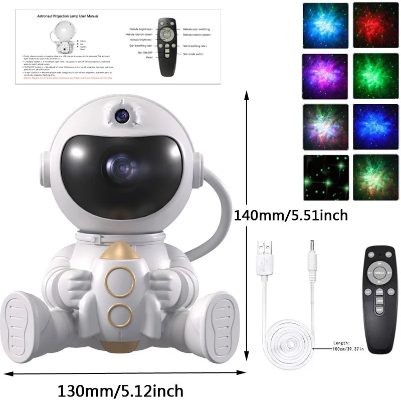 Rocket Astronaut LED Star Galaxies Projector Night Light | Starry Sky Projector Lamp for Bedroom & Kids Room Decor