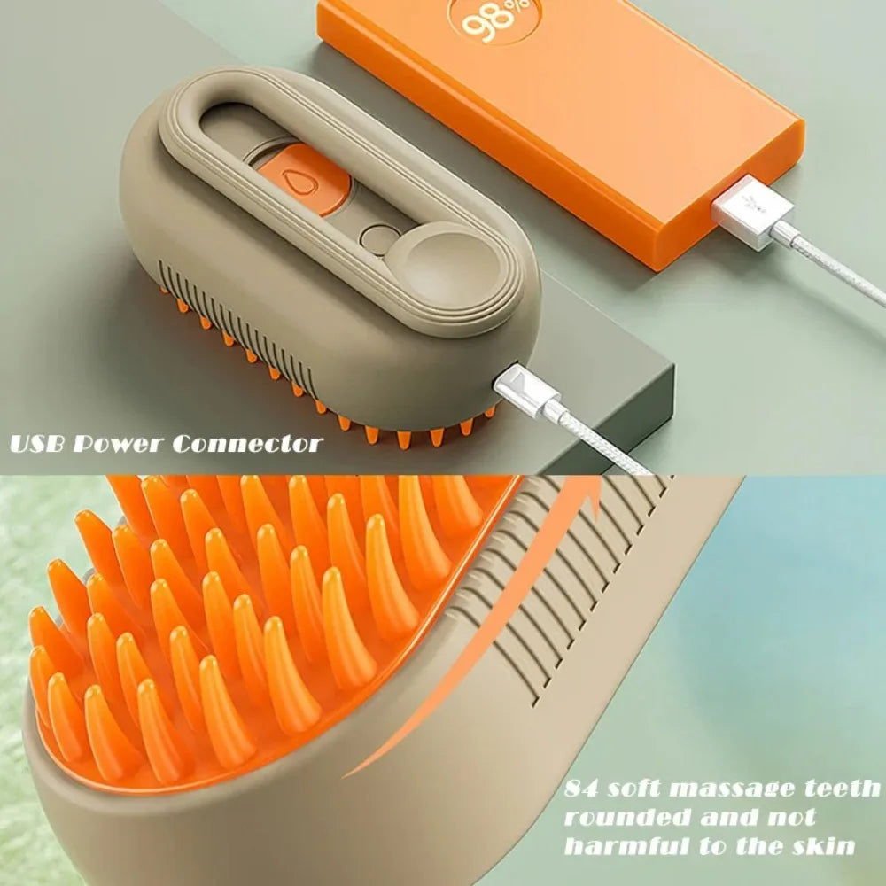 3-in-1 Electric Pet Grooming Tool – Steamy Brush with Massage, Shedding Comb & Steam Spray for Cats & Dogs