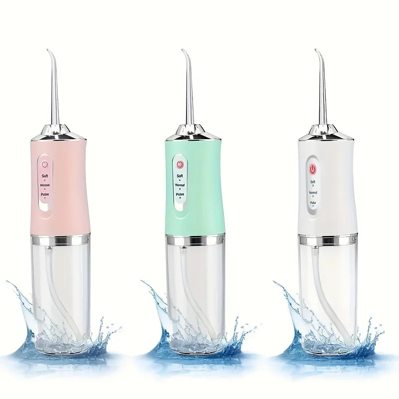 USB Portable Oral Irrigator Water Flosser – 3 Modes, IPX7 Waterproof, 220ML Tank, Rechargeable