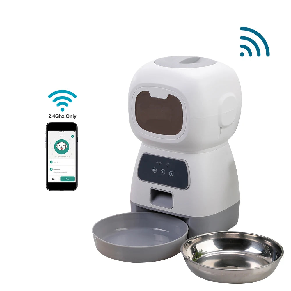 3.5L Automatic Pet Feeder for Cats & Dogs – WiFi Smart Slow Feeder with Voice Recorder, Up to 4 Meals a Day