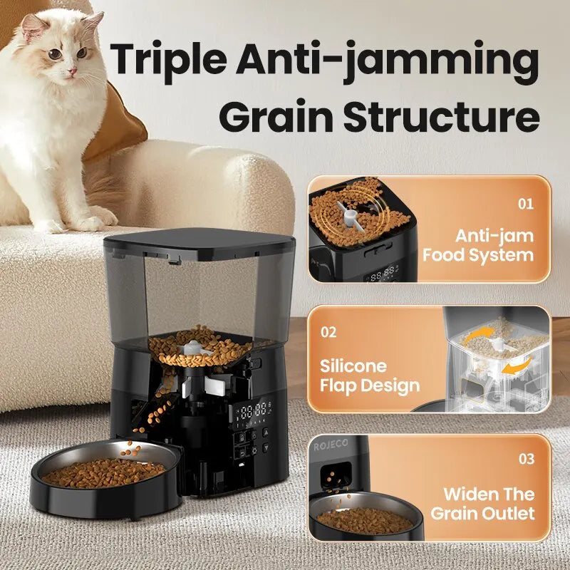 Automatic Pet Feeder for Cats & Dogs – Smart Control, Dry Food Dispense.