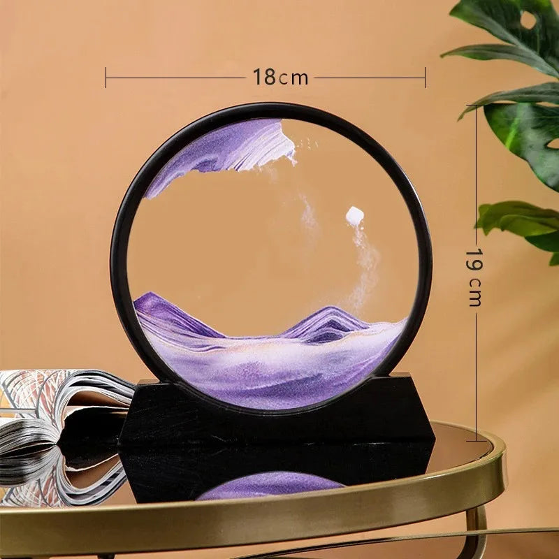 3D Quicksand Sand Art Picture | Deep Sea Sandscape Flowing Painting | Round Glass Craft for Home & Office Decor